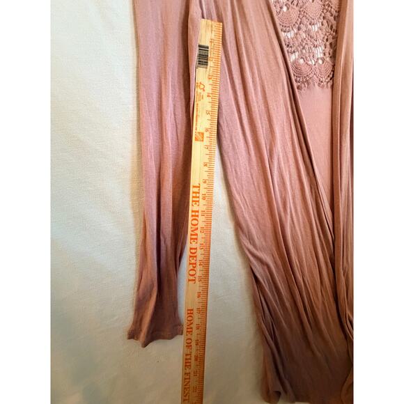 Vertigo Paris Blush Pink Lace Crochet Open Front Cardigan Duster Size M NWT $160 - Picture 8 of 11